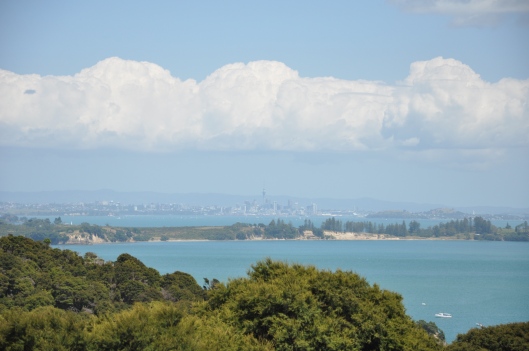 View of Auckland from Mudbrick Vineyard and Restaurant